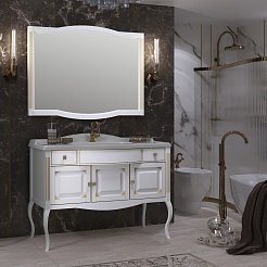 Opadiris Мебель для ванной Лаура 120 белая с бежевой патиной – фотография-3